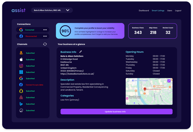 Smart Listings Dashboard Screenshot